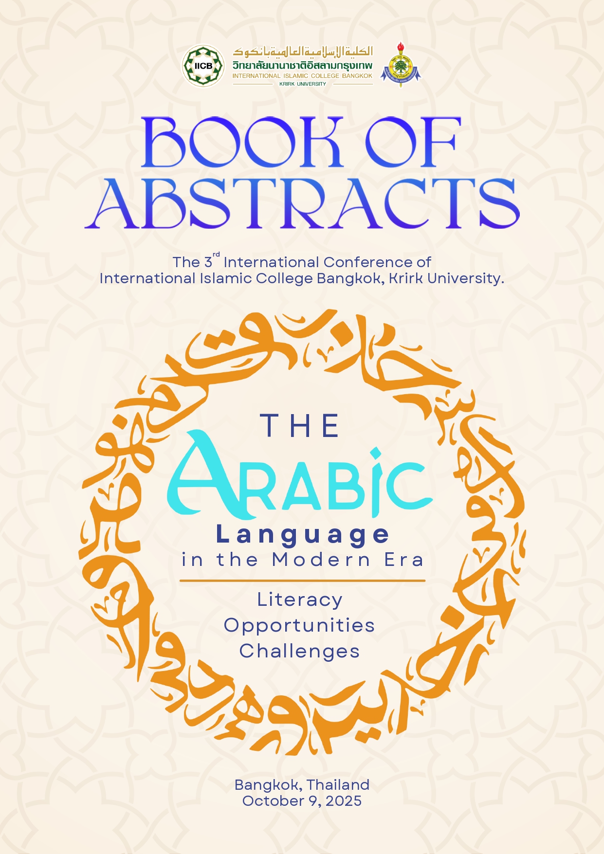 Book of Abstract, 3 rd International Conference of International Islamic College Bangkok